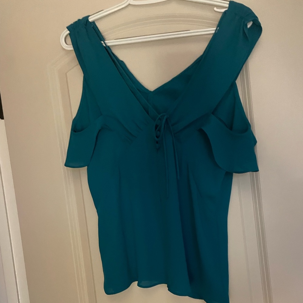 Express teal blue ruffle tank top new without tags size small